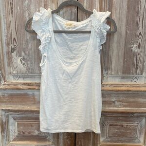 Nation LTD White Ruffle Sleeve Tank
